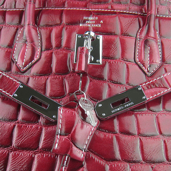 Replica Hermes Birkin 40CM Crocodile Veins Leather Bag Wine 6089 Online